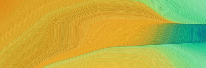 Poster - abstract dynamic curved lines artistic designed horizontal banner with golden rod, medium sea green and light green colors