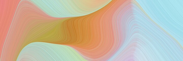 Poster - abstract dynamic curved lines modern header with pastel blue, light blue and dark salmon colors