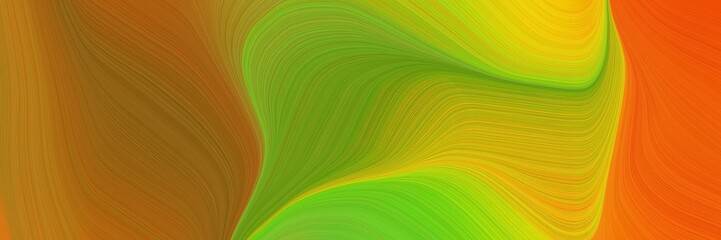 Poster - abstract dynamic curved lines moving header with brown, yellow green and dark orange colors
