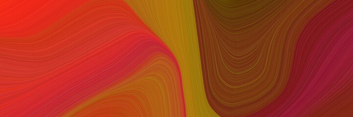Poster - abstract dynamic curved lines colorful banner with firebrick, chocolate and dark golden rod colors