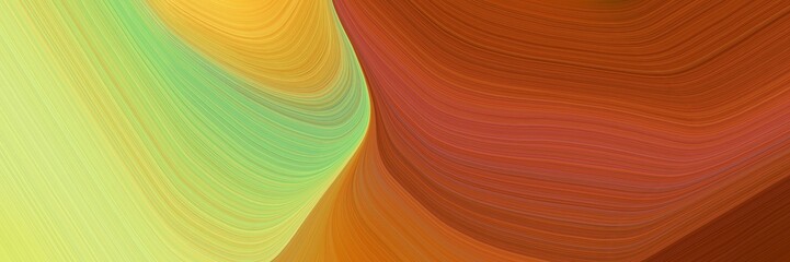 Poster - abstract dynamic curved lines artistic header with dark khaki, sienna and peru colors. elegant curved lines with fluid flowing waves and curves