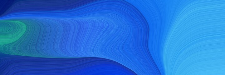 Poster - abstract dynamic curved lines dynamic header design with royal blue, dodger blue and teal blue colors