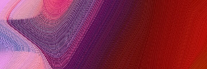 Poster - abstract dynamic curved lines moving designed horizontal header with dark red, pastel violet and dark pink colors