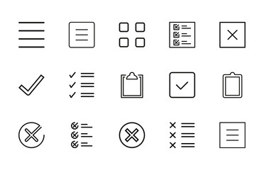 Poster - Simple set of validation icons in trendy line style.