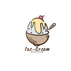 Poster - Ice cream dessert icon logo brand design graphic object.