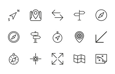 Sticker - Stroke line icons set of navigation.