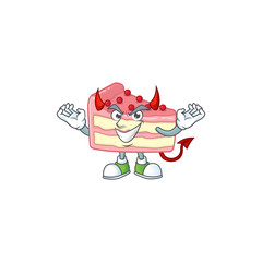 Canvas Print - A picture of devil strawberry slice cake cartoon character design