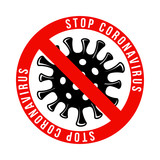 Fototapeta  - Coronavirus Icon with Red Prohibit Sign, 2019-nCov novel coronavirus concept sign