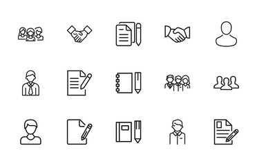 Poster - Big set of human resources line icons.