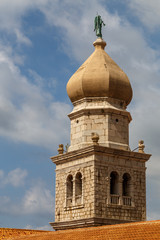 Wall Mural - Bell tower of the church in the historic centre of Krk town on Krk island, Croatia