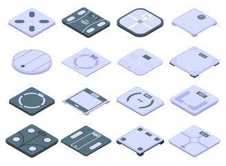 Poster - Smart scales icons set. Isometric set of smart scales vector icons for web design isolated on white background