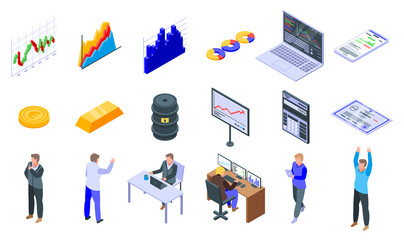 Poster - Trader icons set. Isometric set of trader vector icons for web design isolated on white background