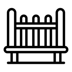 Poster - Baby crib icon. Outline baby crib vector icon for web design isolated on white background