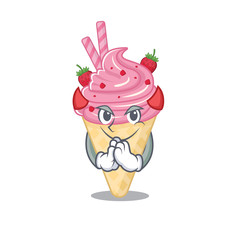 Poster - Strawberry ice cream dressed as devil cartoon character design style