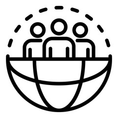 Poster - Global social service icon. Outline global social service vector icon for web design isolated on white background