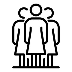 Poster - Woman group social service icon. Outline woman group social service vector icon for web design isolated on white background