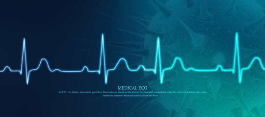 Poster - Heart with cardiogram - 2D illustration