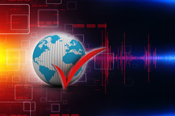 Poster - 3d illustration tick marks with earth
