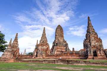 Ancient pagoda architecture Wat Chaiwatthanaram  in ayutthaya ,Thailand