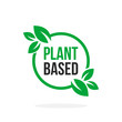 Vector Plant Based Icon Round with Leafs Double Flat