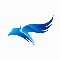 Canvas Print - blue bird icon, phoenix logo design