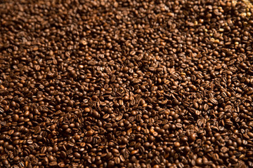 Wall Mural - Closeup of roasted coffee beans