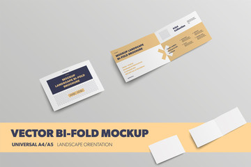 Aufkleber - Template of open and closed vector bifold, with realistic shadows, standard size, isolated on background.