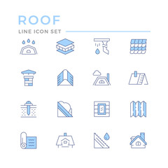 Set color line icons of roof