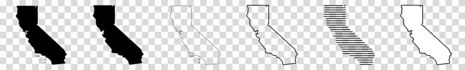 Wall Mural - california map black | state border | united states | us america | transparent isolated | variations