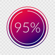 © Elizaveta Mukhina - 95 percent circle chart, isolated symbol on transparent background. Vector gradient element. Infographic sign. Illustration, icon for business, finance, report, web design, downloading