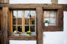 Rustic Wood Windows In An Old Traditional House