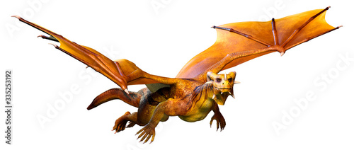 Fotomural 3D Rendering Fairy Tale Dragon on White