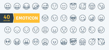 Emoticons Thin Line Pack. Vector Scalable Icons