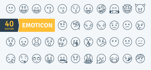 emoticons thin line pack. vector scalable icons