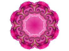 Isolated Floral Pink Mandala On A White Background. Kaleidoscope
