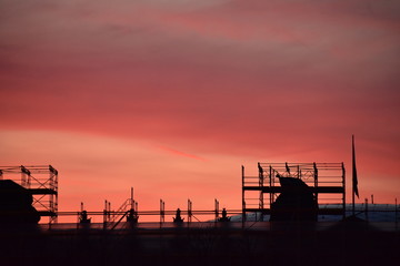 Wall Mural - Industrial scene in Museum Island as the sun sets in Berlin Germany