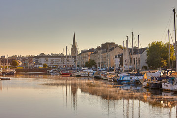 Image of the marina at Redon, Brittany, France early morning.