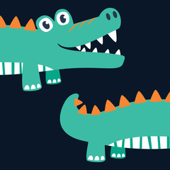 Wall Mural - Cute crocodile design vector illustration ready for print on t-shirt, apparel, poster and other uses.