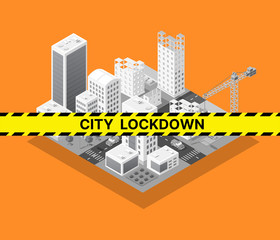 Wall Mural - The blocked lockdown city is banned from