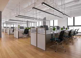 3d rendering business meeting and working room on office building