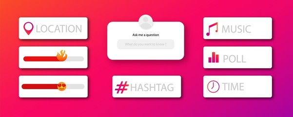 Collection of widgets, sliders and stickers for mobile app interface