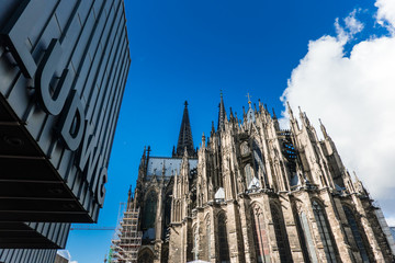 Cologne Koln Köln, Germany: View of The Famous Gothic Cathedral and Blue Sky