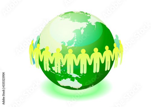 緑色の手をつなぐ人物シルエットと緑の地球 3dイメージ Stock Vektorgrafik Adobe Stock