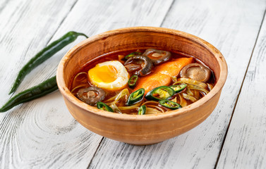 Canvas Print - Bowl of ramen with salmon