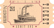 Vector Image Of An Old Vintage Misissippi Steamboat Ticket