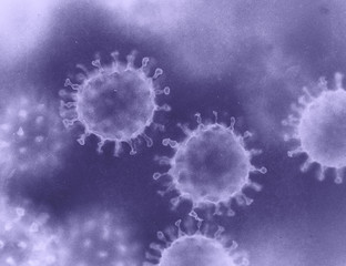 Poster - Viral structure. Viral particle is made up of a nucleus of nucleic acid (DNA or RNA) surrounded by a protein coat. Conceptual illustrative virus.