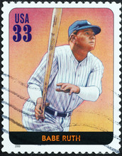 Baseball Legend Babe Ruth On American Stamp