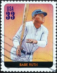 Canvas Print - Baseball legend Babe Ruth on american stamp