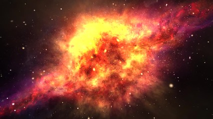Wall Mural - Glowing Deep Space Traveling Nebula with Stars. Infinite Universe and Starry Night. Science Rotation Galaxy, star, night, sky, space, star dust, nebula, planets