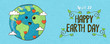 © Cienpies Design - April 22 earth day banner of cute planet with love